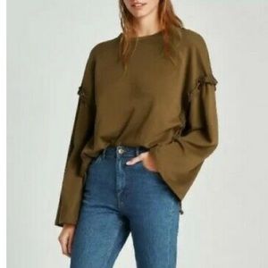 NWT Zara brown oversized lace up top size small